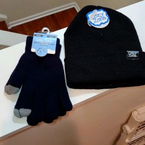 2 beanie and gloves